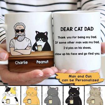 Dear Cat Dad Old Man Personalized Mug - Gift for Cat Lovers - Thegiftio UK