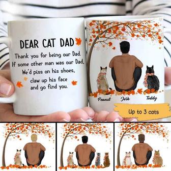 Fall Season Dear Cat Dad Custom Mug - Gift for Cat Lovers - Thegiftio UK