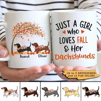 Fall Season Girl Loves Her Dachshund Custom Mug - Thegiftio UK
