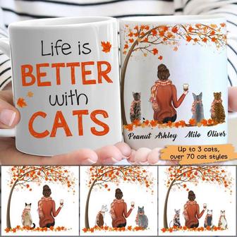 Fall Season Life Is Better With A Cat Custom Mug - Gift - Thegiftio UK