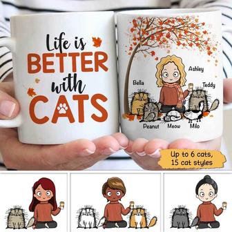 Fall Season Life Is Better With Funny Cats Custom Mug - Gift - Thegiftio UK