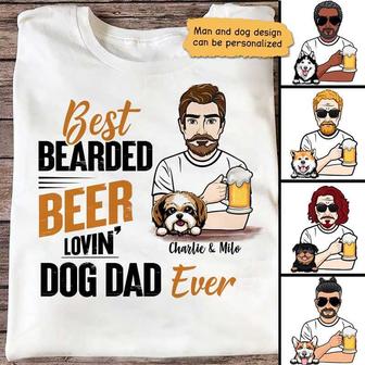 Bearded Beer Loving Dog Dad Custom T-Shirt - Gift for Dad - Thegiftio UK