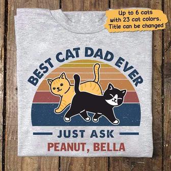 Best Cat Dad Mom Walking Cat Retro Custom T-Shirt - Thegiftio UK