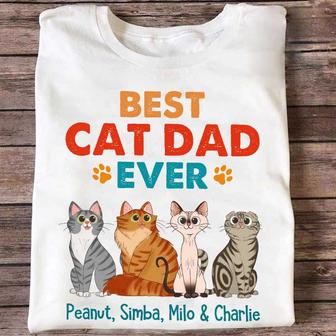Best Cat Mom Cat Dad Ever Sitting Cat Cartoon Custom T-Shirt - Thegiftio UK