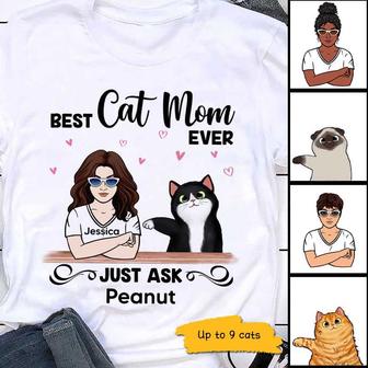 Best Cat Mom And Fluffy Cat Custom T-Shirt - Gift for Mom - Thegiftio UK