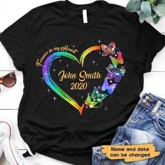 Butterflies Heart Memorial Custom T-Shirt - Gift for Family - Thegiftio UK