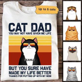 Cat Dad Made My Life Better Custom T-Shirt - Gift for Dad - Thegiftio UK