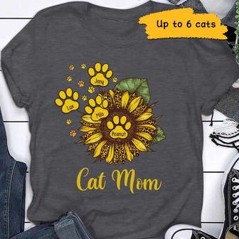 Cat Mom Dog Mom Sunflower Leopard Custom T-Shirt - Thegiftio UK
