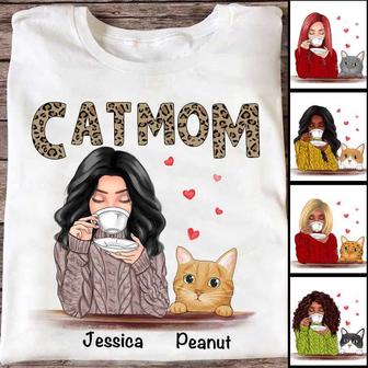Cat Mom Pattern Personalized T-Shirt - Gift for Cat Lovers - Thegiftio UK