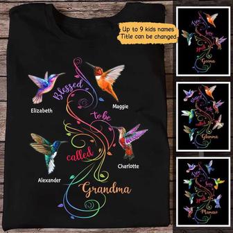 Colorful Swirl Grandma Hummingbird Custom Shirt - Gift - Thegiftio UK
