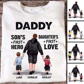 Dad Son First Hero Daughter First Love Custom T-Shirt - Thegiftio UK