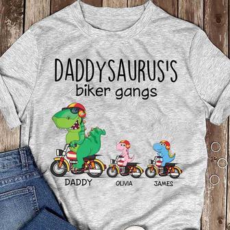 Daddysaurus Grandpasaurus Biker Gang Custom T-Shirt - Thegiftio UK
