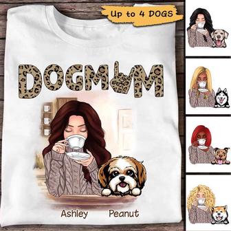 Dog Mom Leopard Pattern Personalized T-Shirt - Gift for Mom - Thegiftio UK
