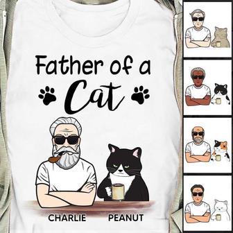 Father Of Cats Old Man Custom T-Shirt - Gift for Dad - Thegiftio UK