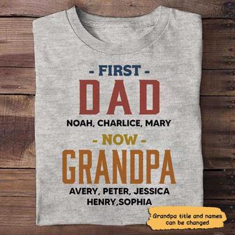 First Dad Now Grandpa Retro Custom T-Shirt - Gift for Dad - Thegiftio UK