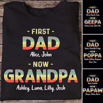First Dad Now Grandpa Retro Custom T-Shirt - Gift for Dad - Thegiftio UK