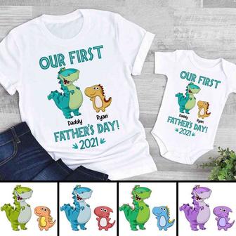 First Father's Day Daddysaurus Custom T-Shirt - Gift for Dad - Thegiftio UK