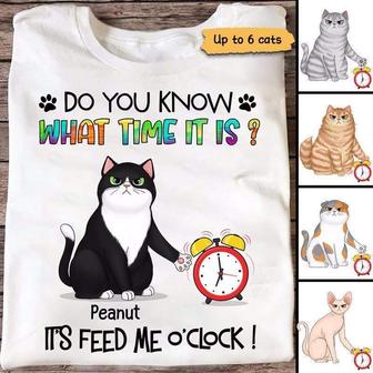 Fluffy Cats Feed Us O'Clock Custom T-Shirt - Cat Lovers Gift - Thegiftio UK