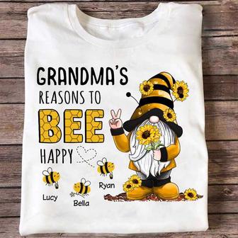 Gnome Grandma's Reason To Bee Happy Custom T-Shirt - Gift - Thegiftio UK