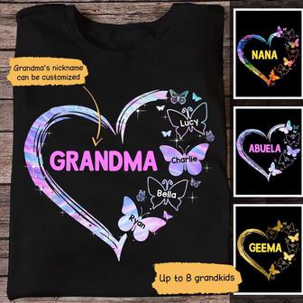 Grandma Galaxy Butterfly Heart Custom T-Shirt - Grandma Gift - Thegiftio UK