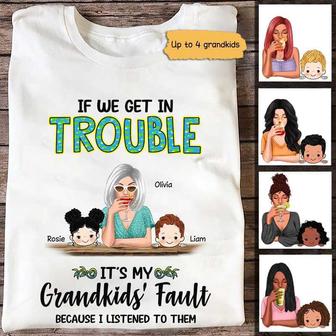 Grandma Grandkid Get In Trouble Custom T-Shirt - Thegiftio UK