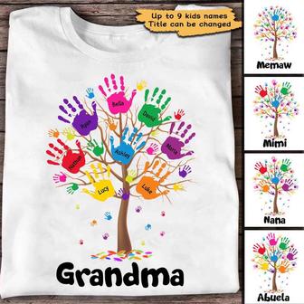 Grandma Kid Hands On Tree Custom T-Shirt - Gift for Grandma - Thegiftio UK