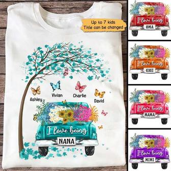 Grandma Truck Butterflies Custom T-Shirt - Gift for Grandma - Thegiftio UK
