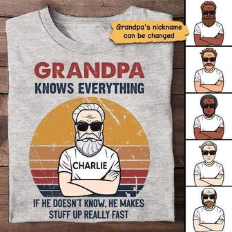 Grandpa Knows Everything Custom T-Shirt - Gift for Grandpa - Thegiftio UK