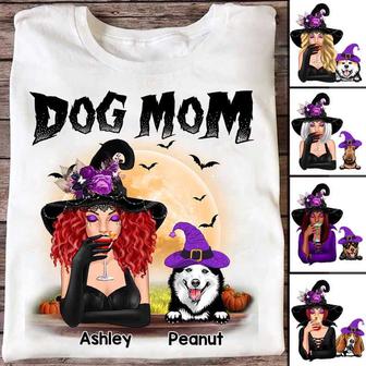 Halloween Witch Dog Mom Custom T-Shirt - Gift for Dog Moms - Thegiftio UK