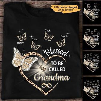 Heart Butterflies Grandma Leopard Custom T-Shirt - Gift - Thegiftio UK