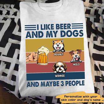 I Like Beer And My Dogs Custom T-Shirt - Gift for Dog Lovers - Thegiftio UK