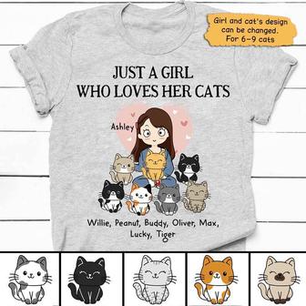 Just A Girl Who Loves Her Cats Custom T-Shirt - Thegiftio UK