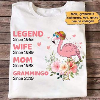 Legend Wife Mom Grandma Flamingo Custom T-Shirt - Thegiftio UK