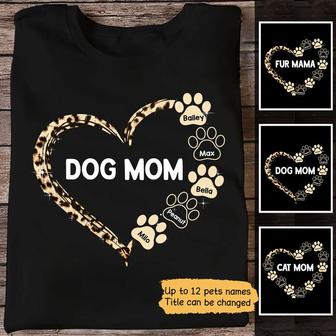 Leopard Heart Dog Mom Personalized T-Shirt - Gift for Mom - Thegiftio UK