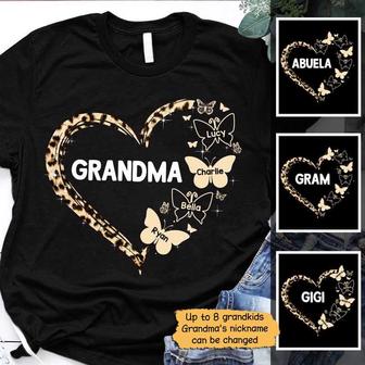 Leopard Mom Grandma Heart Custom T-Shirt - Gift for Grandma - Thegiftio UK