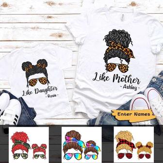 Like Mother Like Daughter Messy Bun Custom T-Shirt - Thegiftio UK