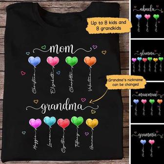 Mom Grandma Heart Balloon Custom T-Shirt - Gift for Mom - Thegiftio UK