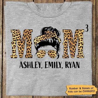 Mom Leopard Number Of Kids Custom T-Shirt - Gift for Mom - Thegiftio UK