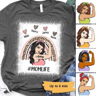 Mom Life Strong Woman Rainbow Custom T-Shirt - Gift for Mom - Thegiftio UK
