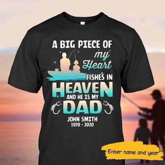 My Dad Fishes In Heaven Custom T-Shirt - Memorial Gift - Thegiftio UK