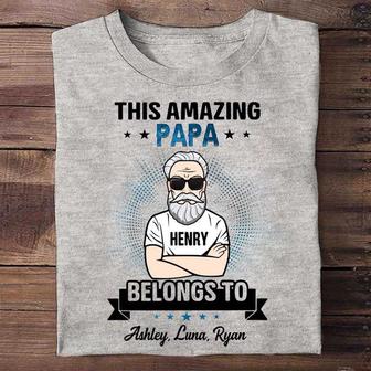Old Man This Amazing Dad Grandpa Belongs To Kids Custom Tee - Thegiftio UK