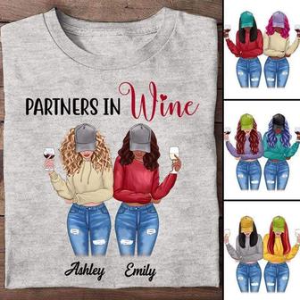 Partner In Wine Front View Besties Custom T-Shirt - Thegiftio UK