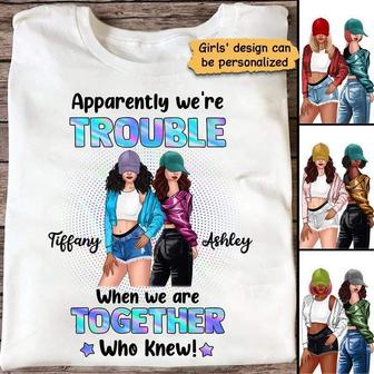 Posing Besties Trouble Together Custom T-Shirt - Family Gift - Thegiftio UK