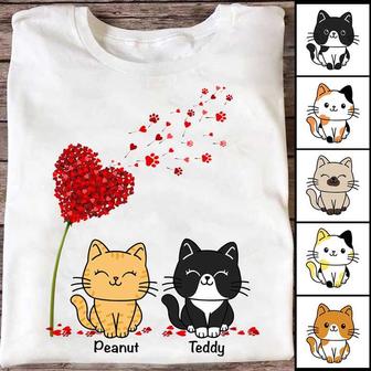 Red Heart Dandelion Cat Mom Custom T-Shirt - Gift for Mom - Thegiftio UK
