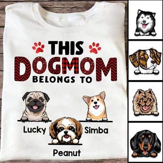 Red Pattern This Dog Mom Belongs To Custom T-Shirt - Thegiftio UK