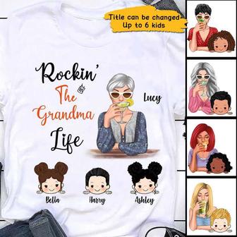 Rockin' The Mom Grandma Life Custom T-Shirt - Grandma Gift - Thegiftio UK