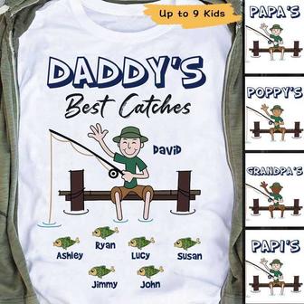 Stick Fishing Dad Grandpa Best Catches Custom T-Shirt - Gift - Thegiftio UK