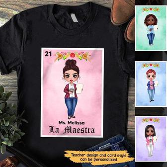 Teacher Maestra Loteria Card Custom T-Shirt - Teacher Gift - Thegiftio UK