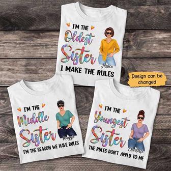 The Youngest Middle Oldest Sister Custom T-Shirt - Thegiftio UK
