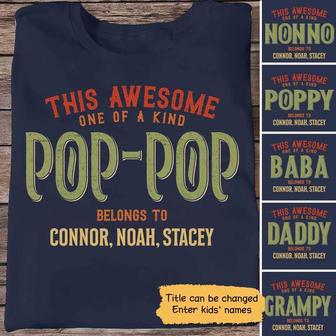This Awesome Grandpa Belongs To Custom T-Shirt - Thegiftio UK